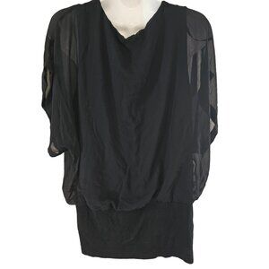 Joseph A Shirt Top Blouse Black Polyester Blend Size 1X Woman